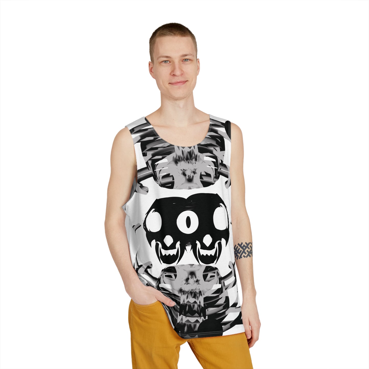 Men's Tank Top, Twin Skulls Graphic Casual Summer Fit